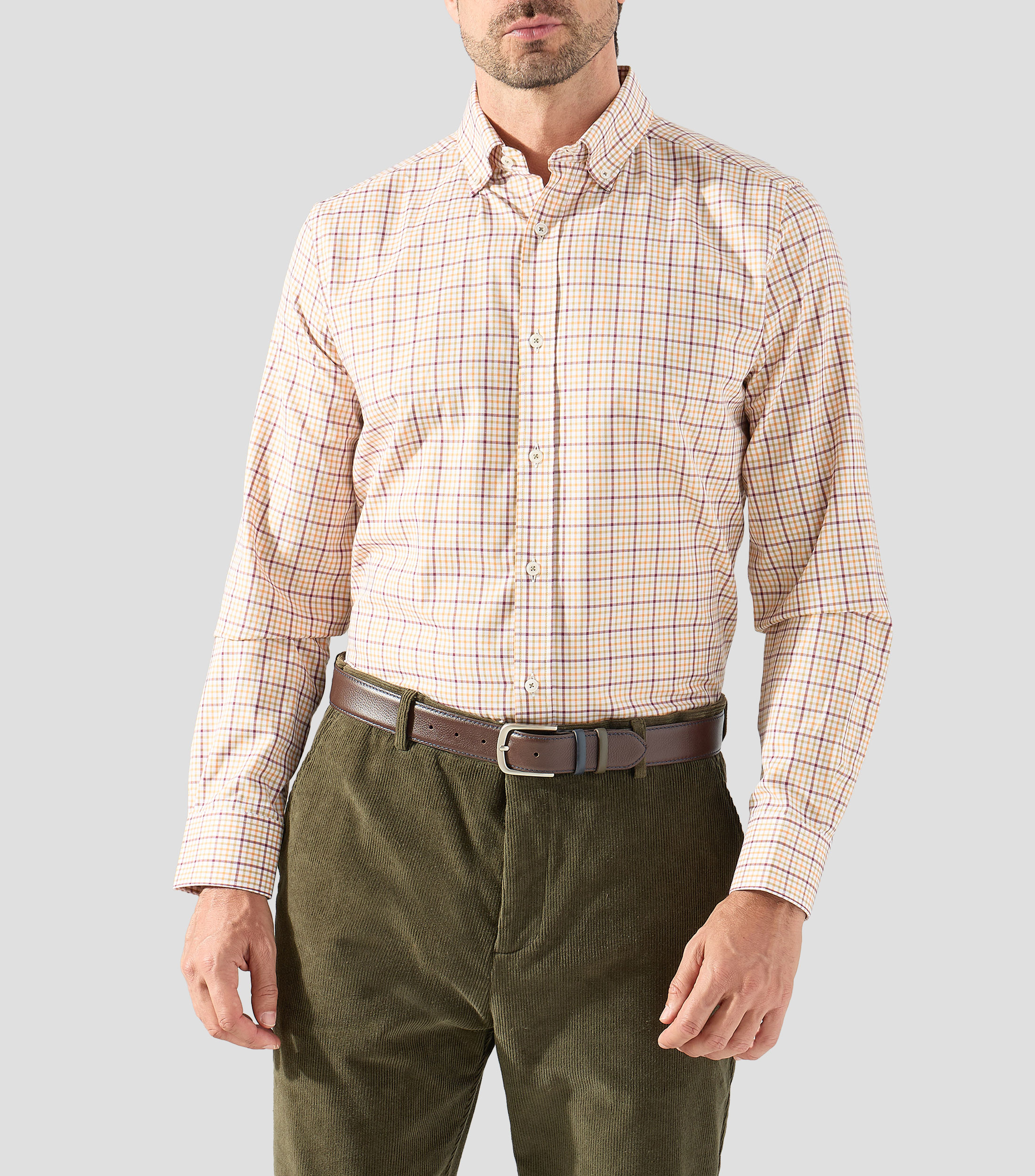 Camisa a cuadros manga larga Hombre